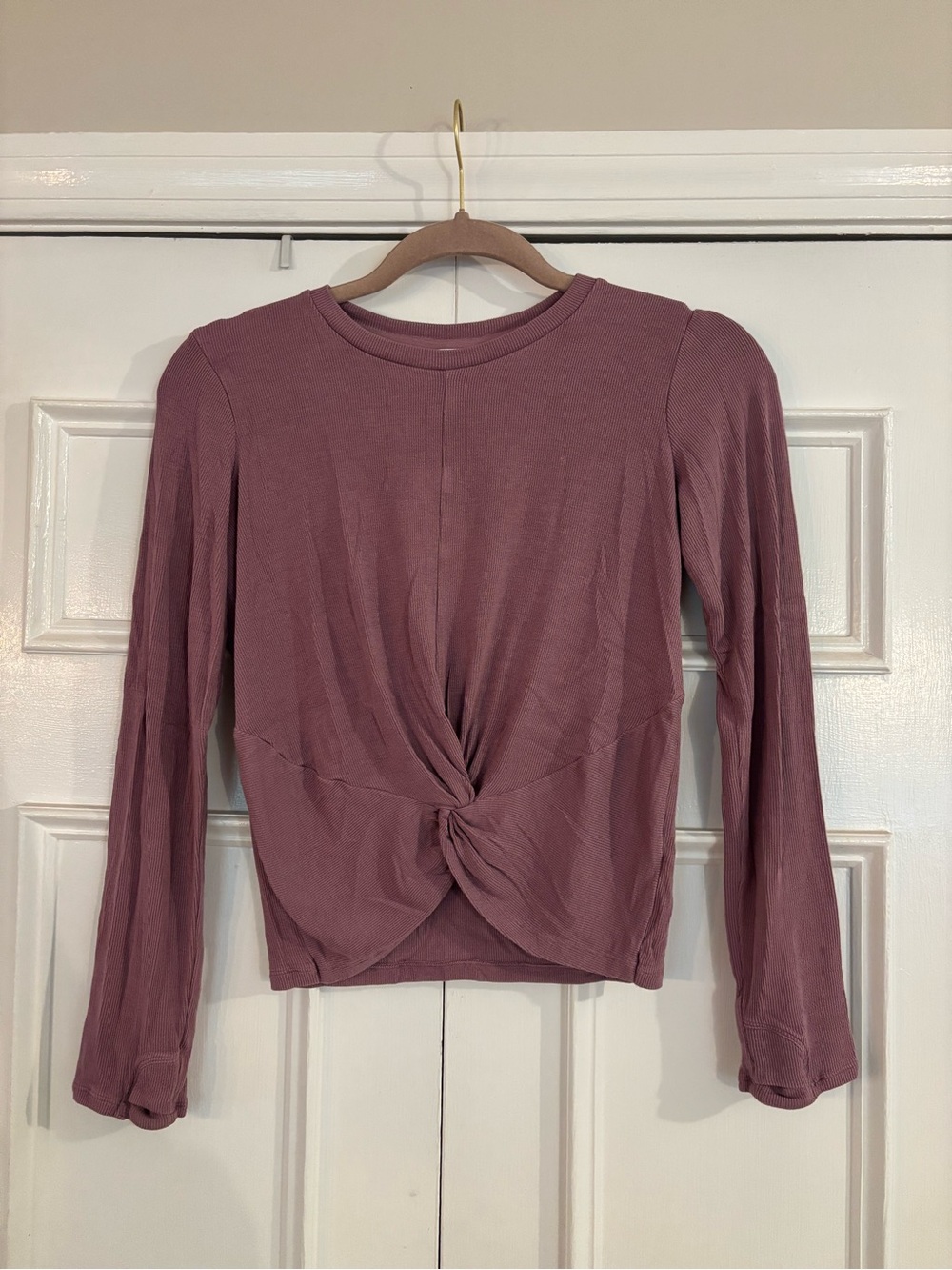 Athleta Girl Give It A Twist Long Sleeve Mauve Top Size XL 14